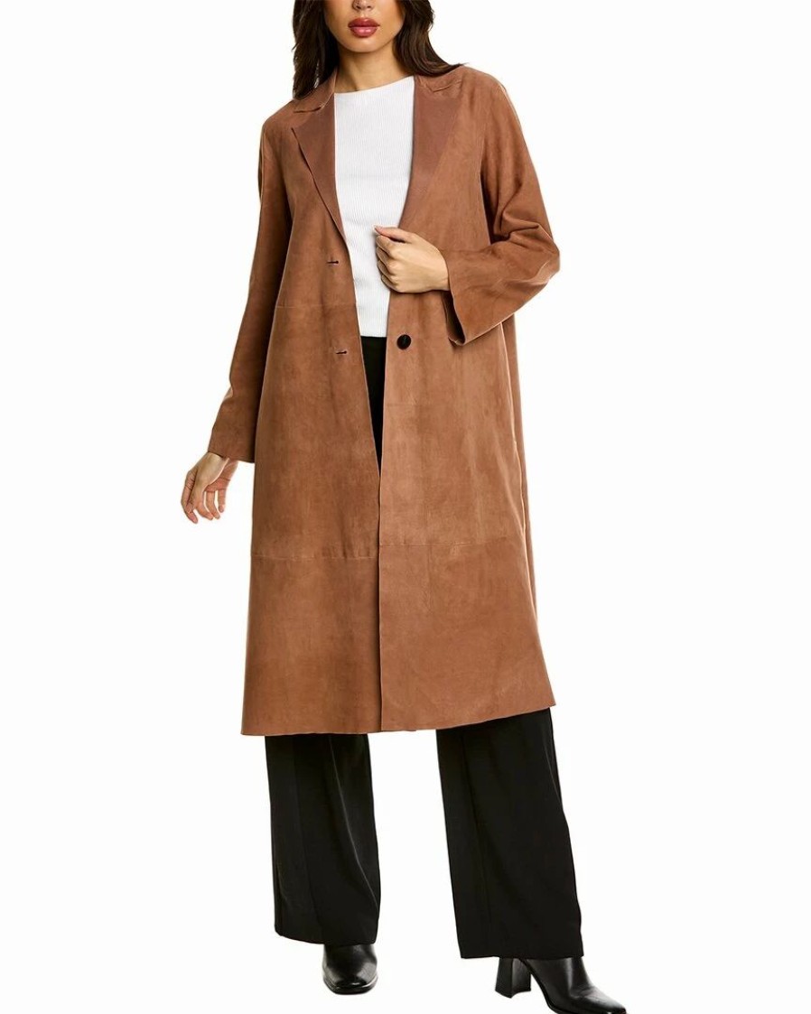 Outerwear * | Theory Suede Trench Coat Women Outerwear