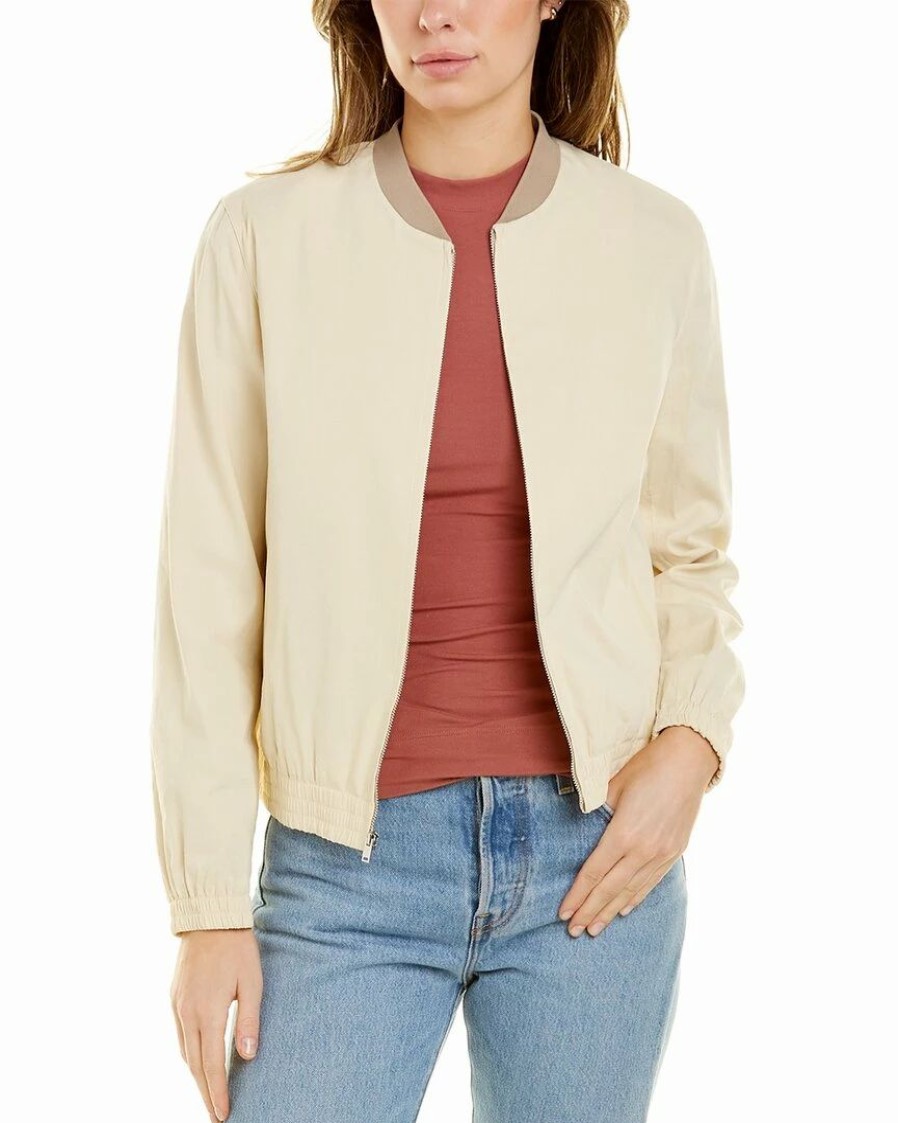 Outerwear * | Theory Baharah Linen-Blend Bomber Jacket Women Outerwear