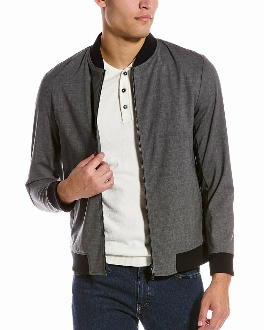 Outerwear * | Theory Aiden Wool-Blend Bomber Jacket Men Outerwear