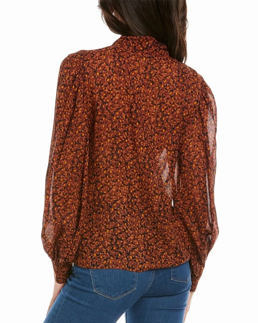 Tops * | Theory Blouson Sleeve Silk Top Women Tops