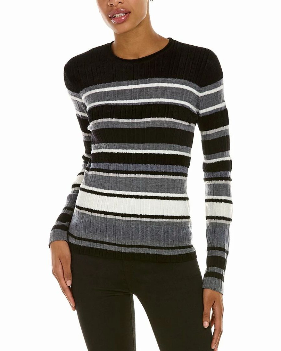 Sweaters & Knits * | Theory Striped Wool-Blend Sweater Women Sweaters & Knits