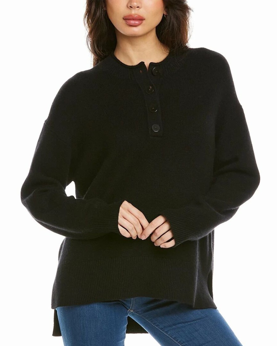 Sweaters & Knits * | Theory Cashmere Henley Sweater Women Sweaters & Knits