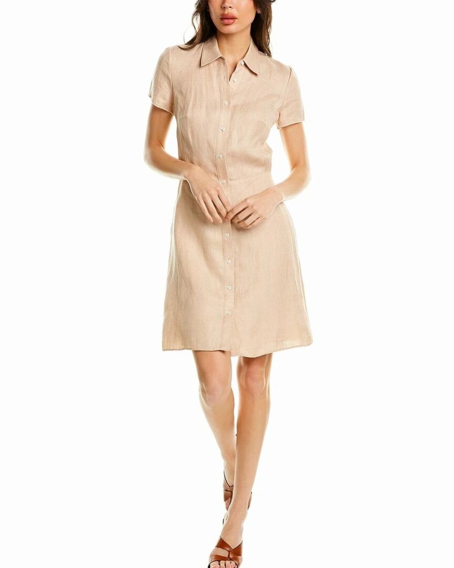 Dresses * | Theory Linen-Blend Shirtdress Women Dresses