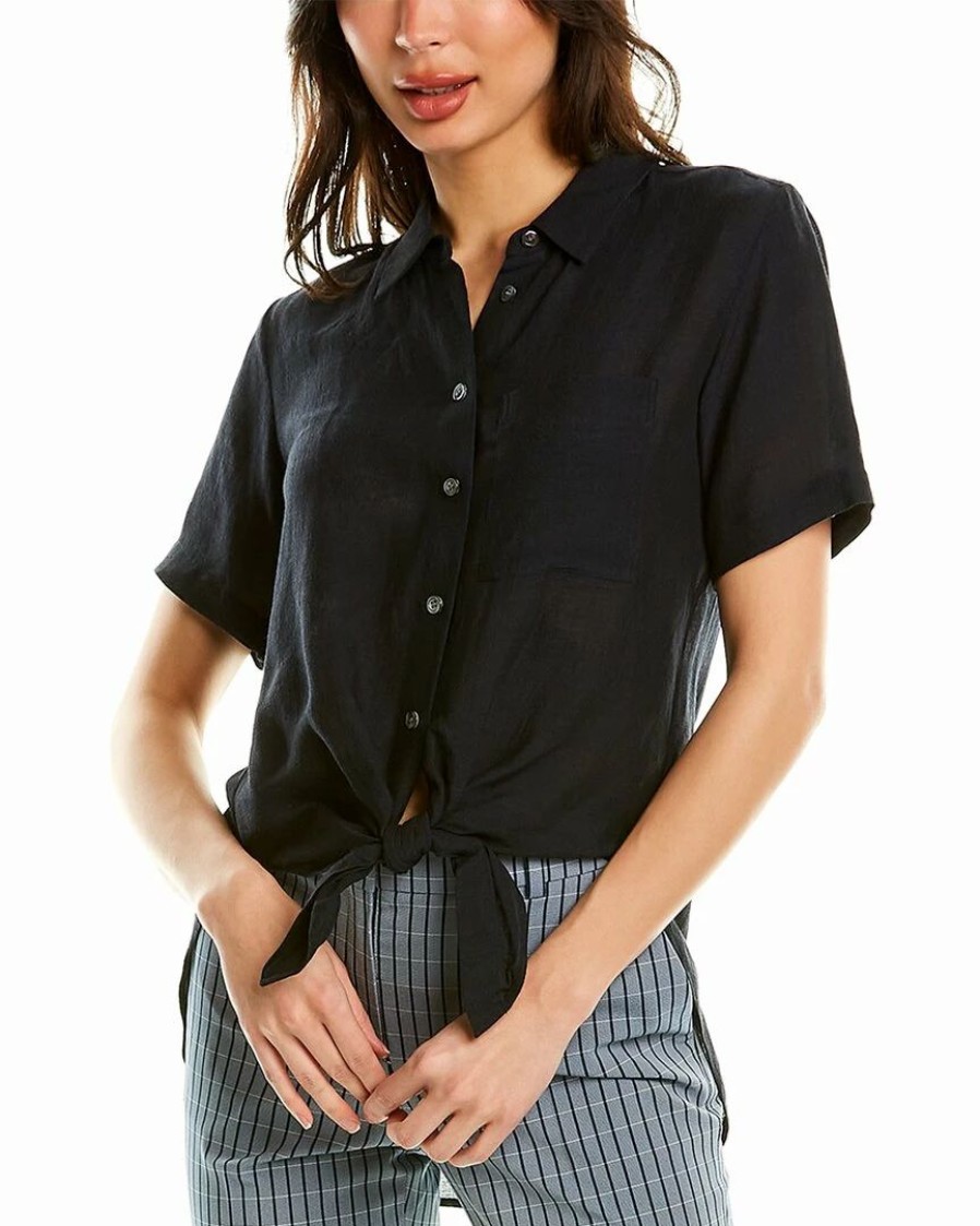 Tops * | Theory Hekanina Linen-Blend Shirt Women Tops