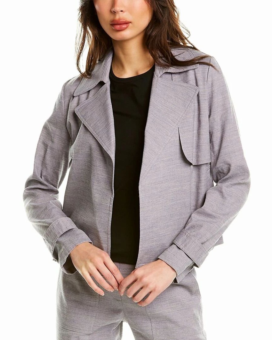 Outerwear * | Theory Menefer Sharkskin Linen-Blend Jacket Women Outerwear