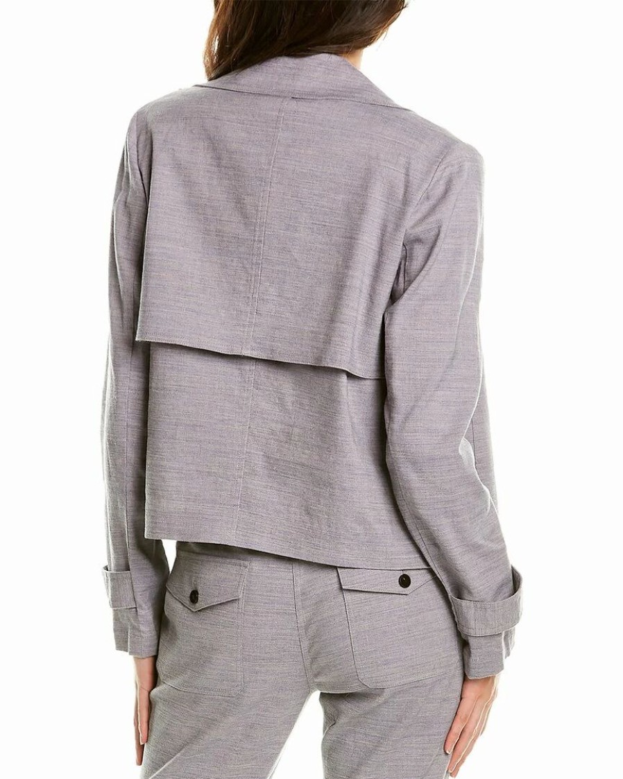 Outerwear * | Theory Menefer Sharkskin Linen-Blend Jacket Women Outerwear