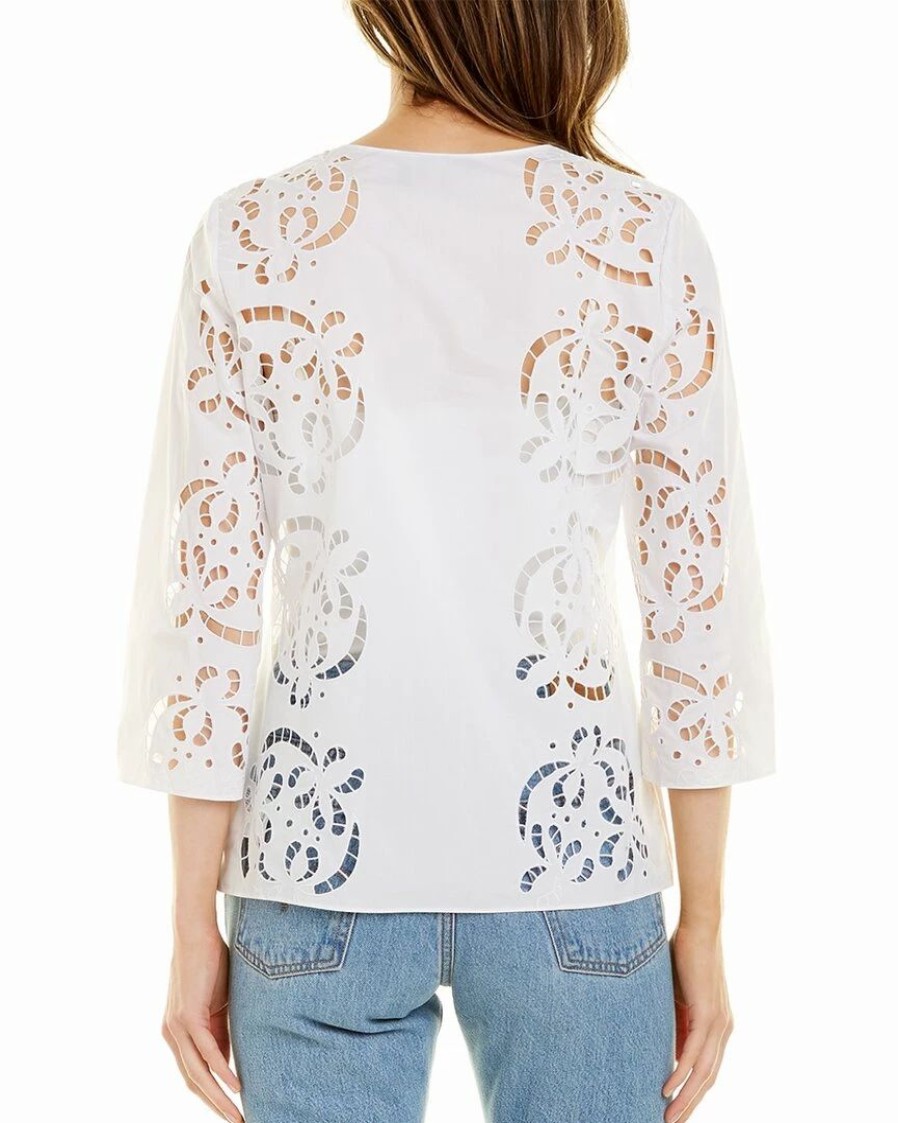 Tops * | Theory Embroidered Poplin Shirt Women Tops