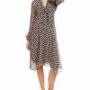 Dresses * | Theory Tie-Neck Drape Midi Dress Women Dresses