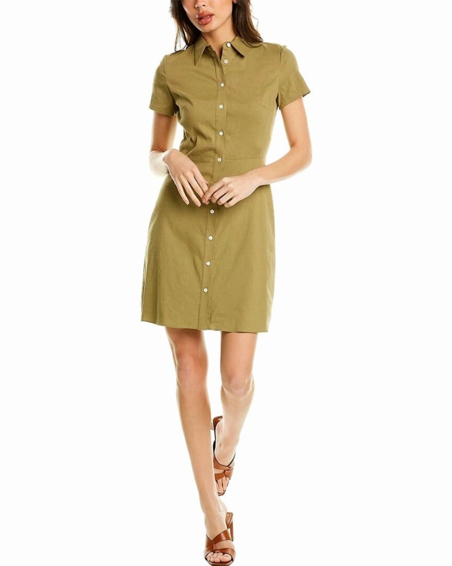 Dresses * | Theory Linen-Blend Shirtdress Women Dresses