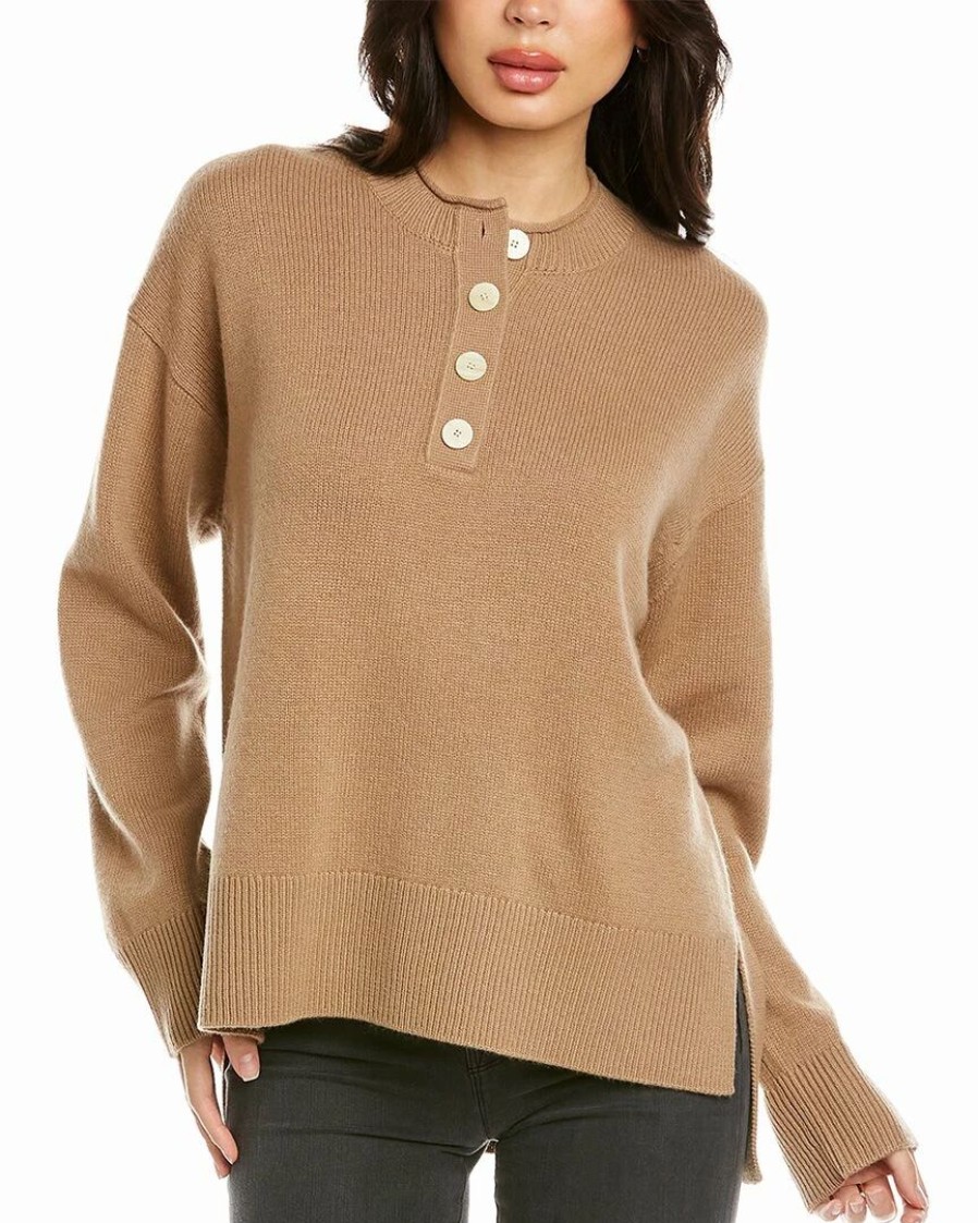 Sweaters & Knits * | Theory Cashmere Henley Sweater Women Sweaters & Knits