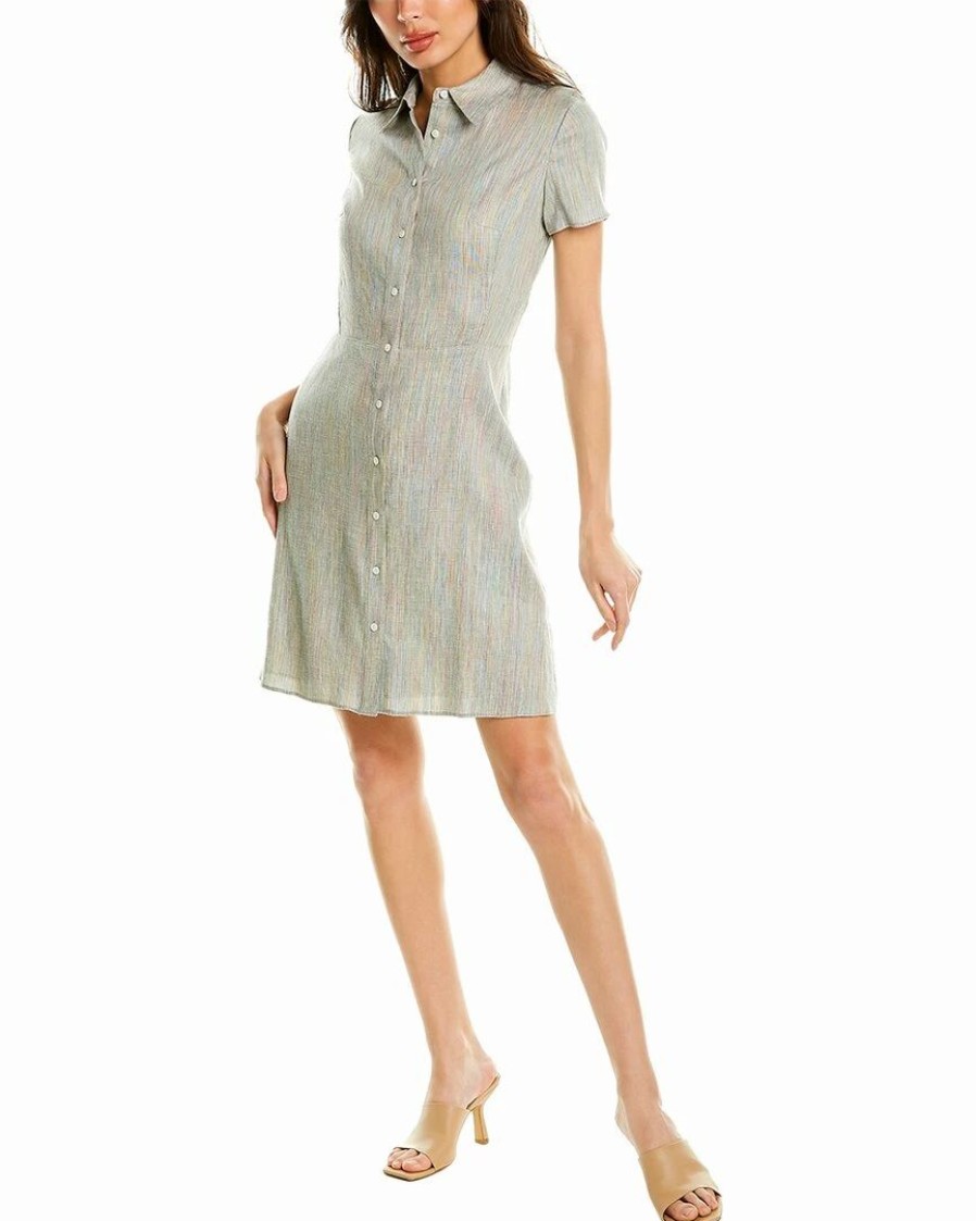 Dresses * | Theory Linen-Blend Shirtdress Women Dresses