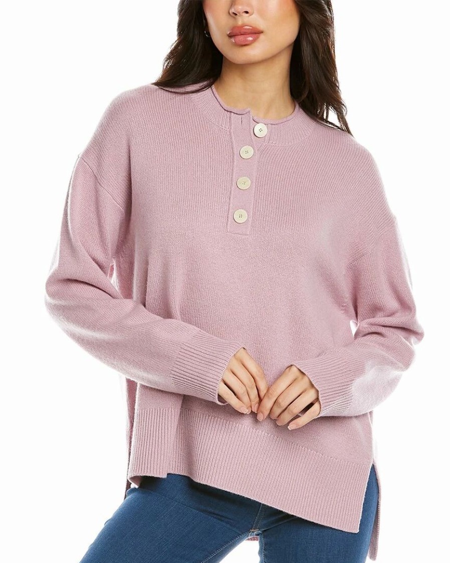 Sweaters & Knits * | Theory Cashmere Henley Sweater Women Sweaters & Knits